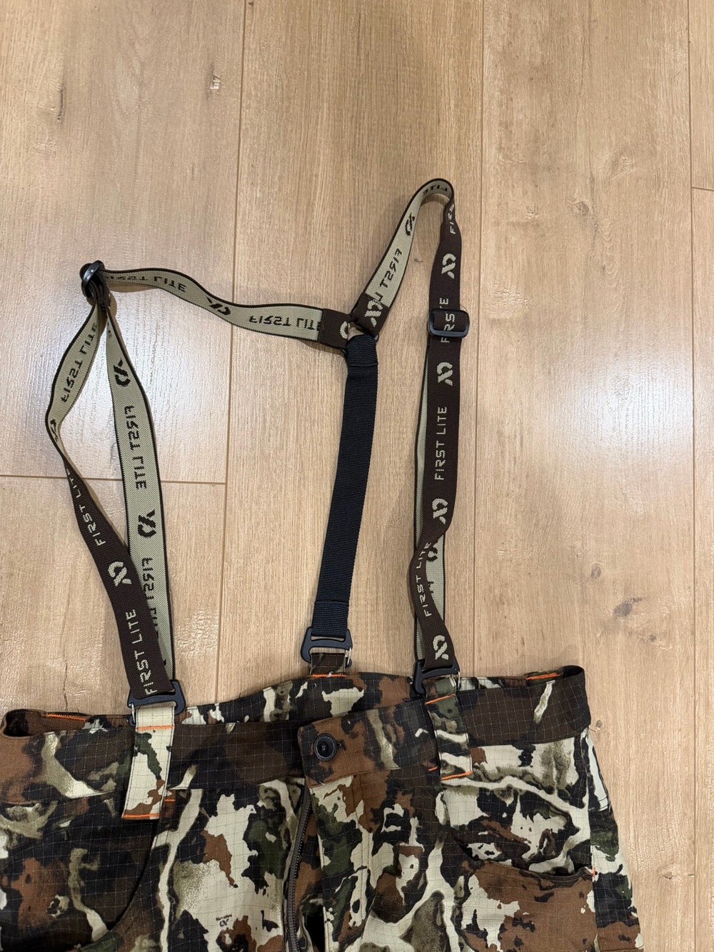 First Lite Men's Obsidian Pants- Fusion print with suspenders - Picture 4 of 4